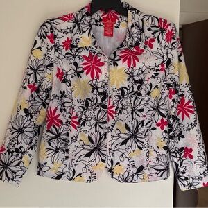 Vintage Oscar de la Renta Floral Full-Zip Blazer/Jacket DopamineDressing Size 16